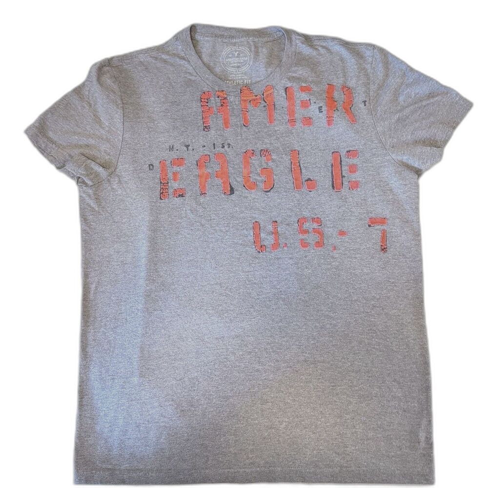 American Eagle Gray Short Sleeve Top Junior Boy Medium Y2K Vintage Streetwear ￼